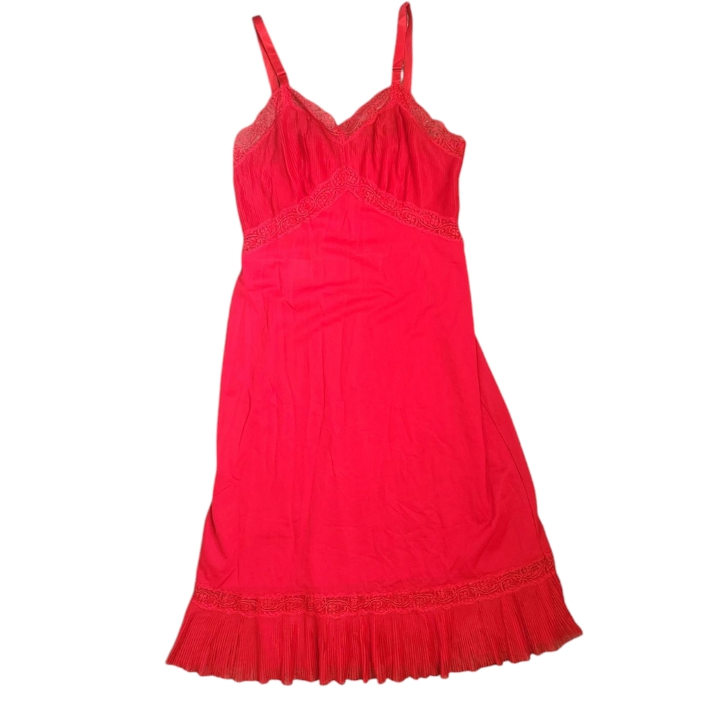 Vintage Charmode Red Lace Slip Dress or Nightgown Medium Mid Century USA Pinup